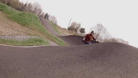 eboarding footage around a bmx pump track