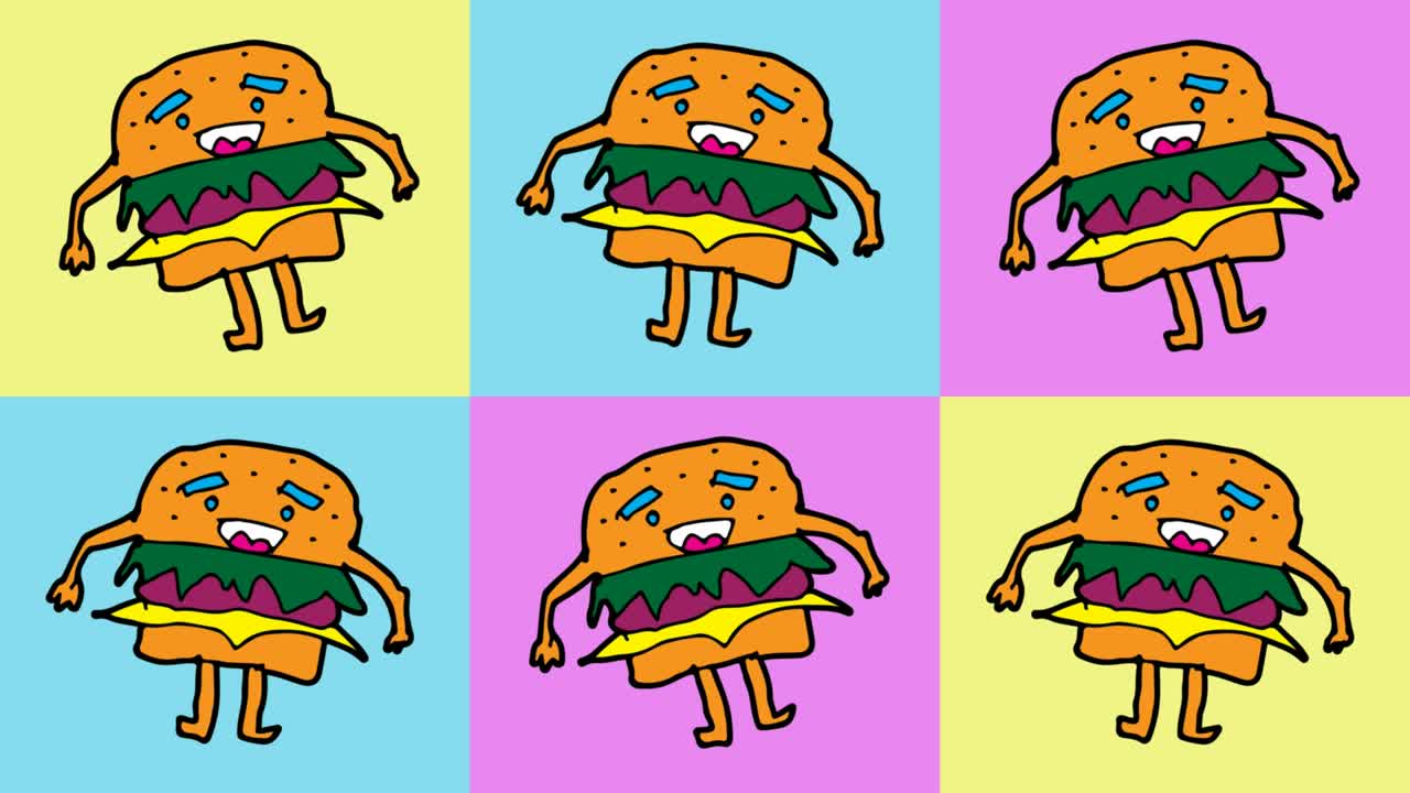 kids drawing pop art seamless background with theme of burger
