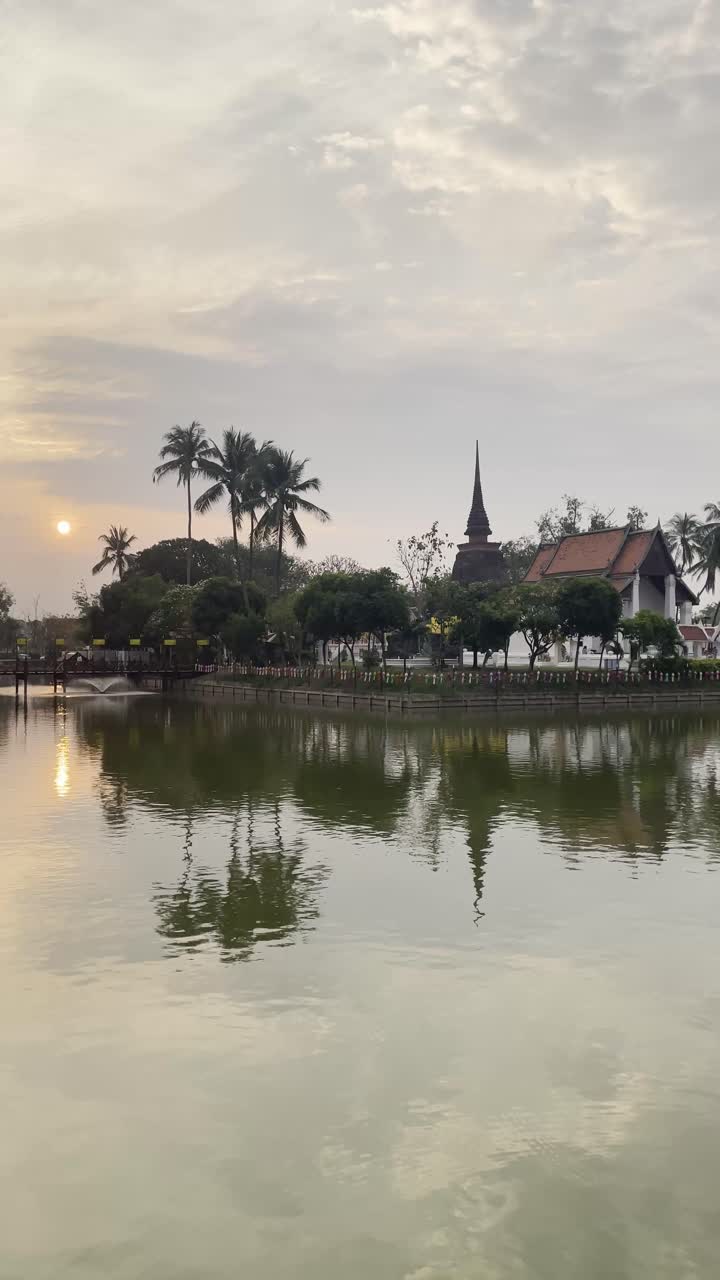 vertical temple in Sukhothai Thailand Historical Park, buddhist cultural unesco heritage