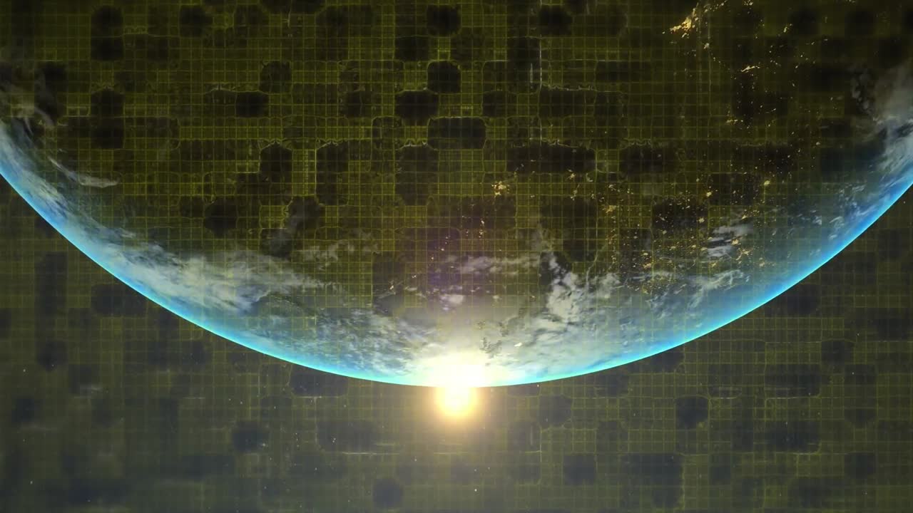 지구 위에 빛나는 빛의 흔적의 애니메이션