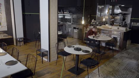 stylish modern restaurant interior with customers
