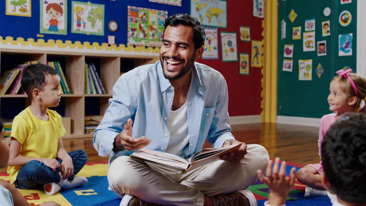 Teacher Reading to Children in Preschool Classroom