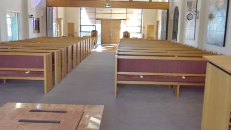 shot of religious chapel or funeral home for funeral service