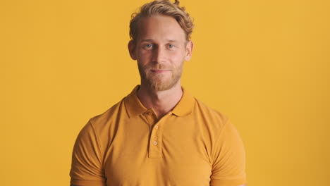 happy caucasian man smiling in studio