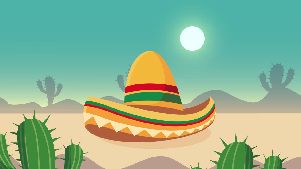 celebración de cinco de mayo con sombrero mariachi en el desierto