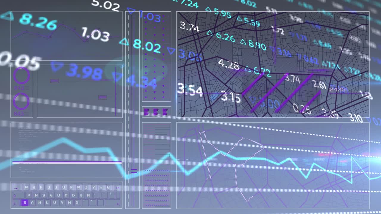 animación del procesamiento de datos financieros sobre un fondo negro