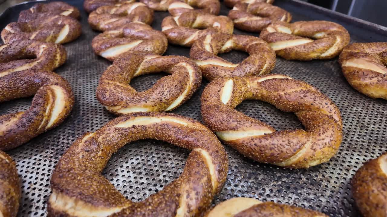 Freshly Baked Simits on a Tray