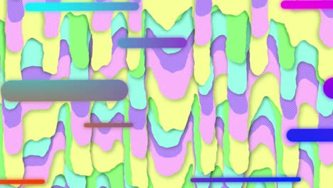 animation of colourful shapes moving on falling background