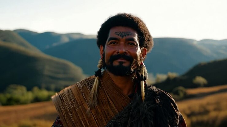 Portrait of a Tribal Man in Traditional Clothing