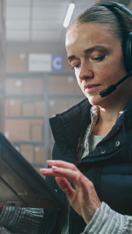 warehouse employee using tablet