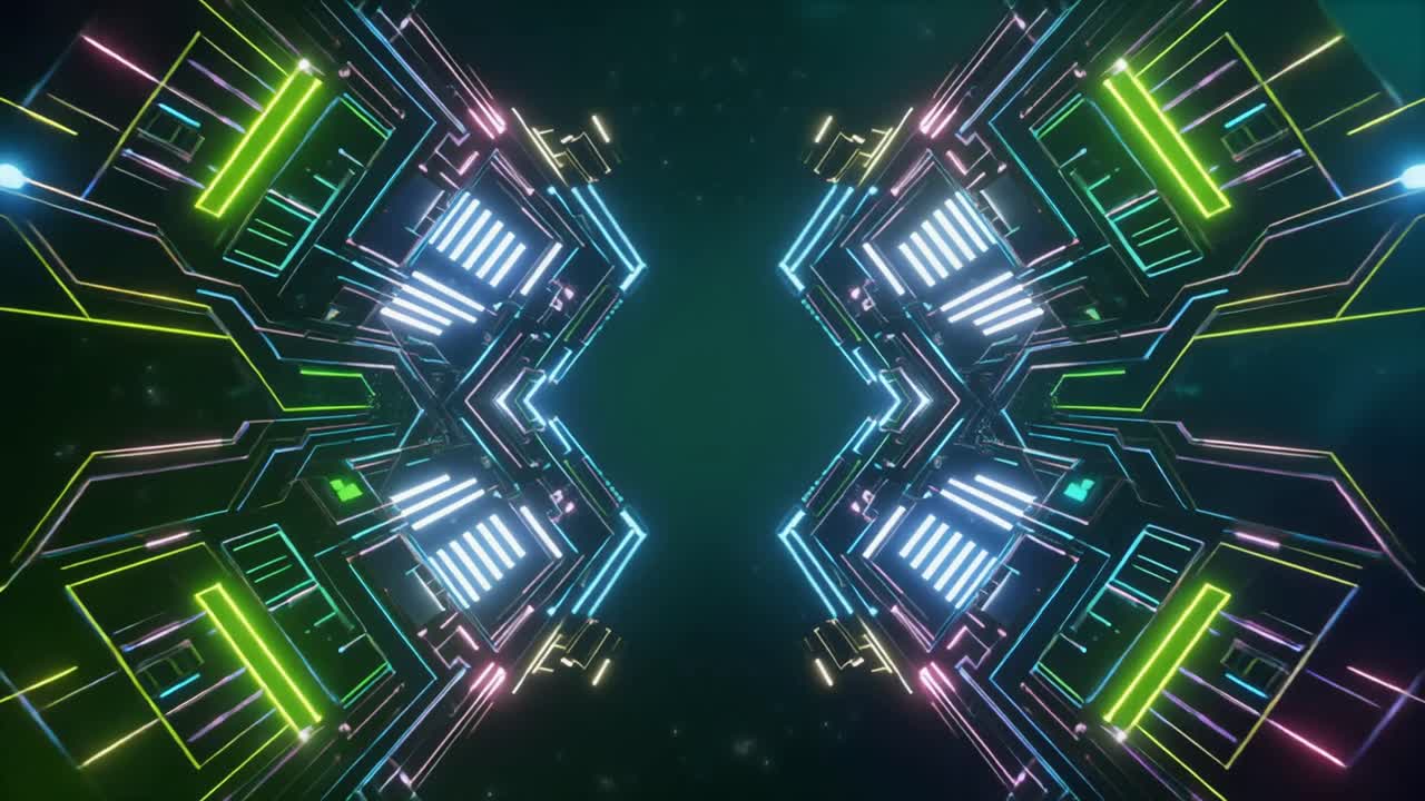 Motivo geometrico astratto al neon in loop