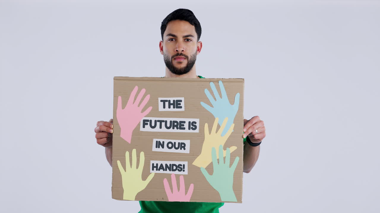 기후변화: 포스터와 인간의 얼굴을 가진 미래