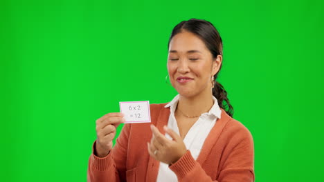 school, teacher and learning math on green screen