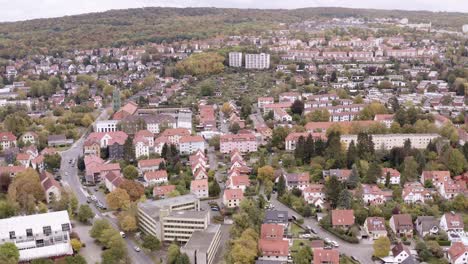 Drone-Aerial-shot-of-Geismar-in-lower-saxony,-germany,-europe