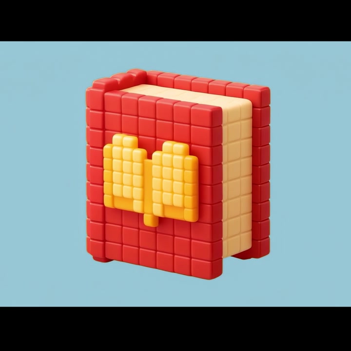 Libro rosso in stile voxel 3D che ruota su sfondo blu