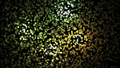 animación abstracta de pequeñas partículas coloridas que se mueven caóticamente en el fondo negro y cambian de color. animación. animación dinámica colorida en el fondo negra