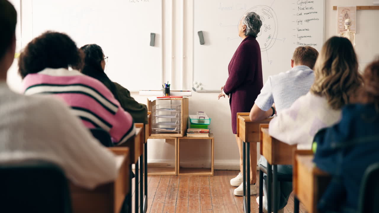 Teacher Explaining Animal Cell to Students in Classroom