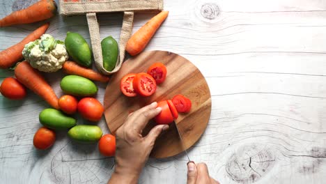 preparing fresh vegetables