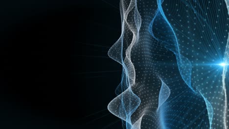 futuristic animation with wave object and glowing light in slow motion, 4096x2304 loop 4k