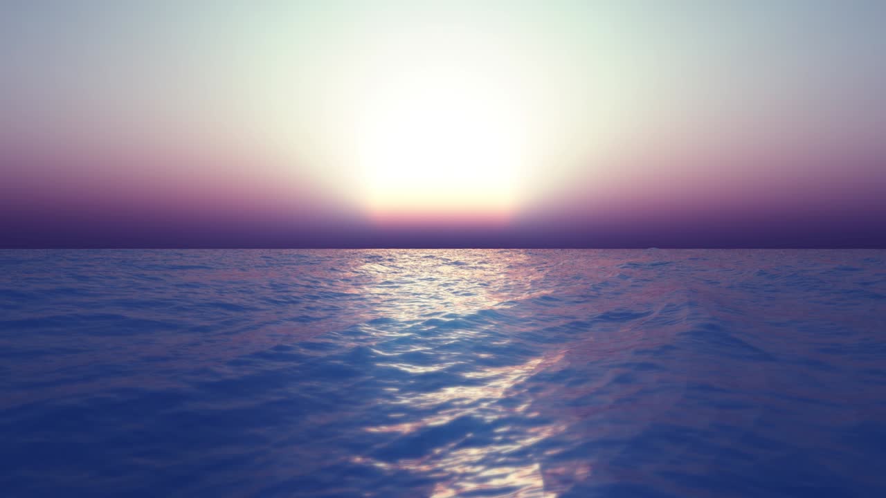 바다 위의 해가 지는 4k