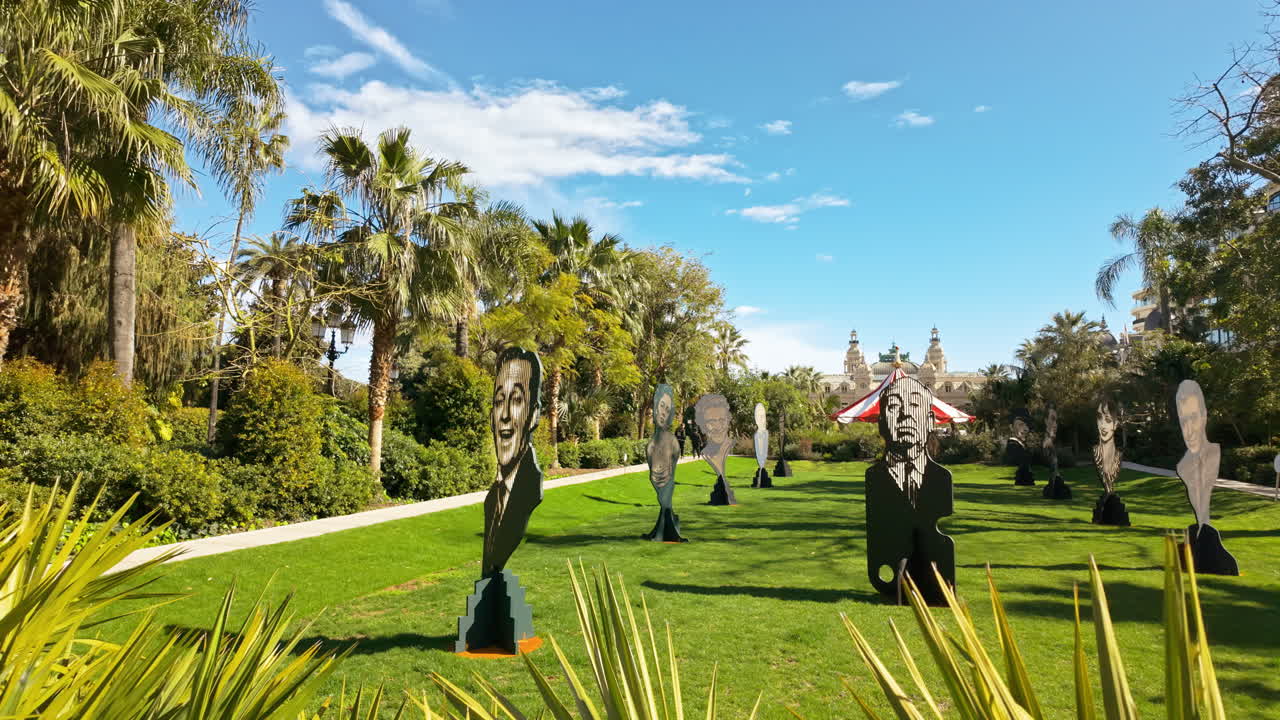 Different metal sculptures in the Jardins de la Petite Afrique in Monte Carlo, Monaco