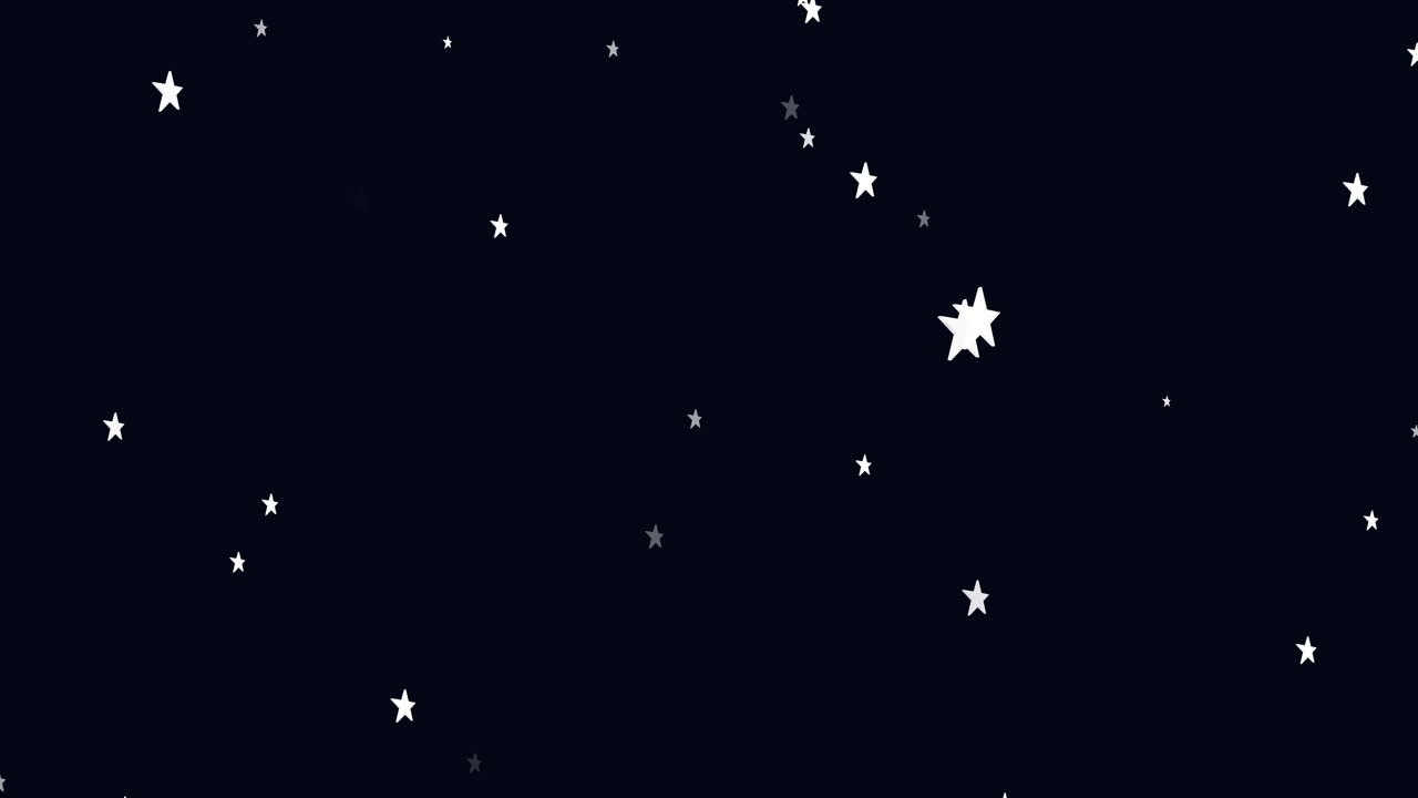 animación de estrellas blancas que parpadean y caen en movimiento hipnótico sobre un fondo negro