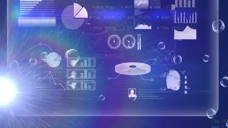 Animation-of-bubbles-and-light-over-scientific-graph-and-data