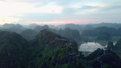 a dragon temple in vietnam filmed during sunset
