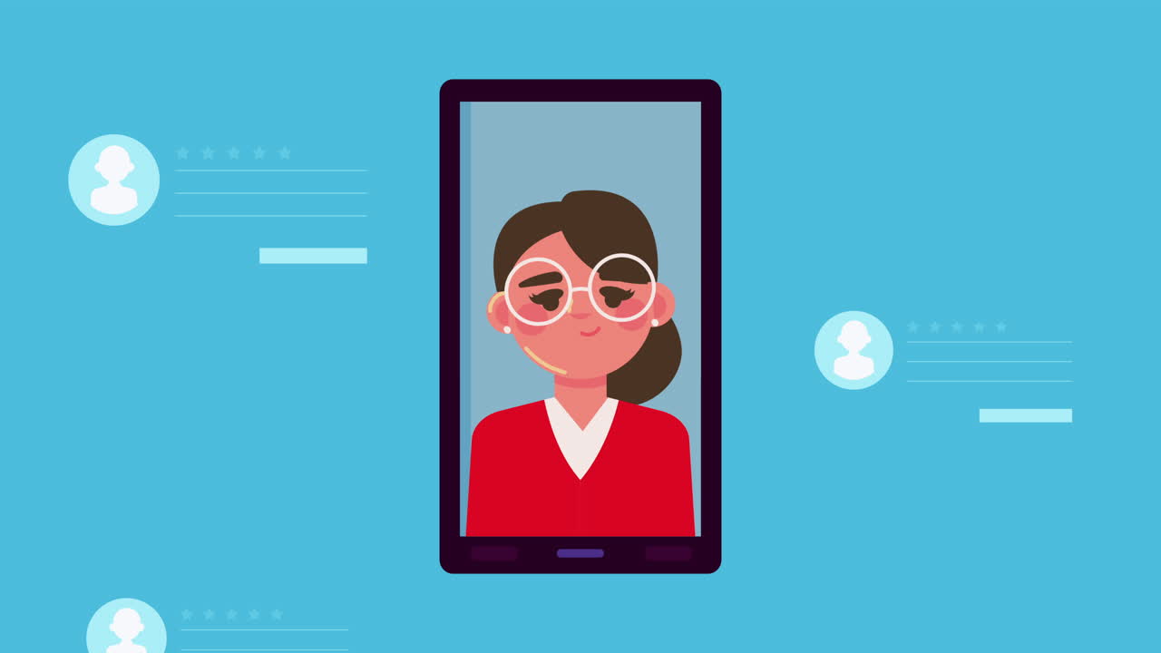 휴대전화에 있는 여성 프로파일