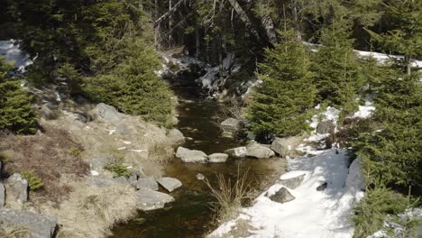 Der-Mill-Creek-Verbindet-Veliko-Jezero-Und-Malo-Jezero-In-Zabljak,-Montenegro