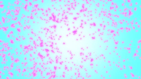 un montón de pétalos de cerezas rosadas cayendo y flotando en el viento sobre el fondo del cielo azul. una escena de la primavera en japón.