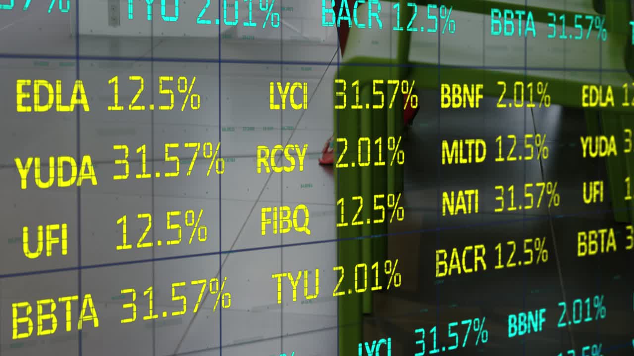 Animazione di dati finanziari su una triste donna afroamericana in attesa in ospedale