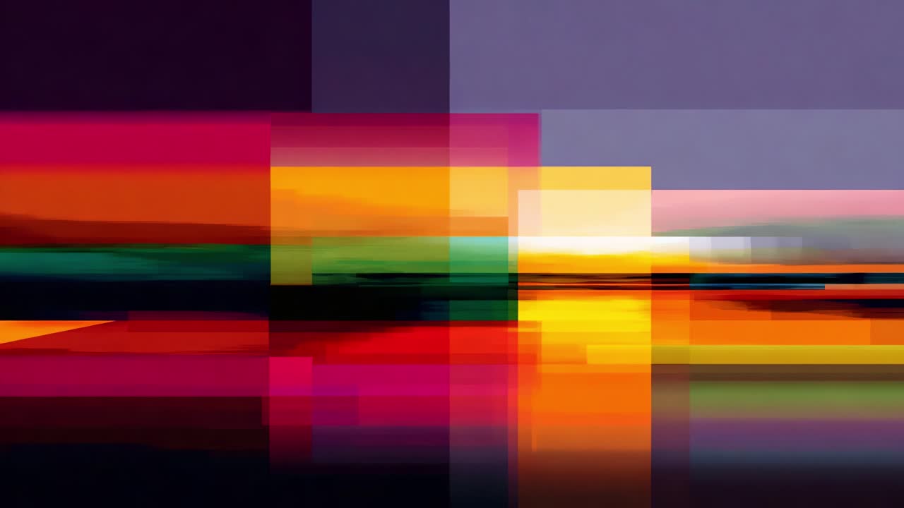 Vibrant Abstract Visuals Showcase Dynamic Color Interactions and Geometric Forms, Highlighting the Contrast of Light and Shadow in a Contemporary Artistic Composition