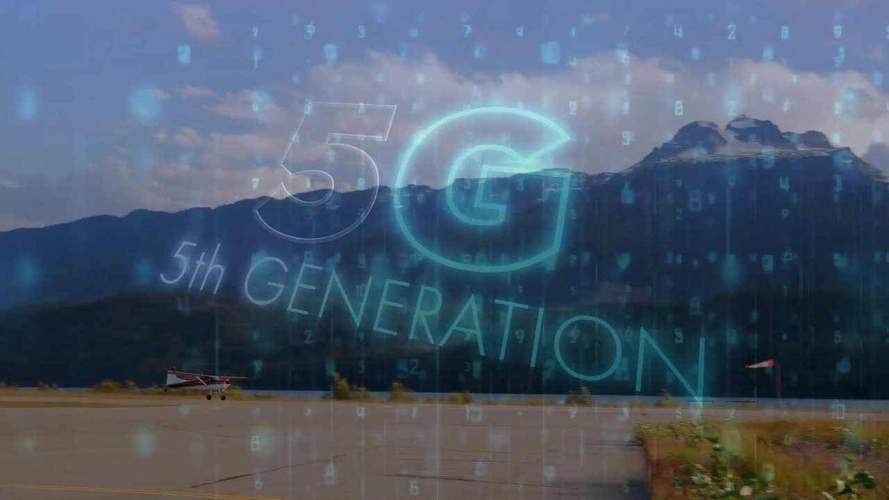 procesamiento de textos y datos 5g contra aviones que despegan en el aeropuerto