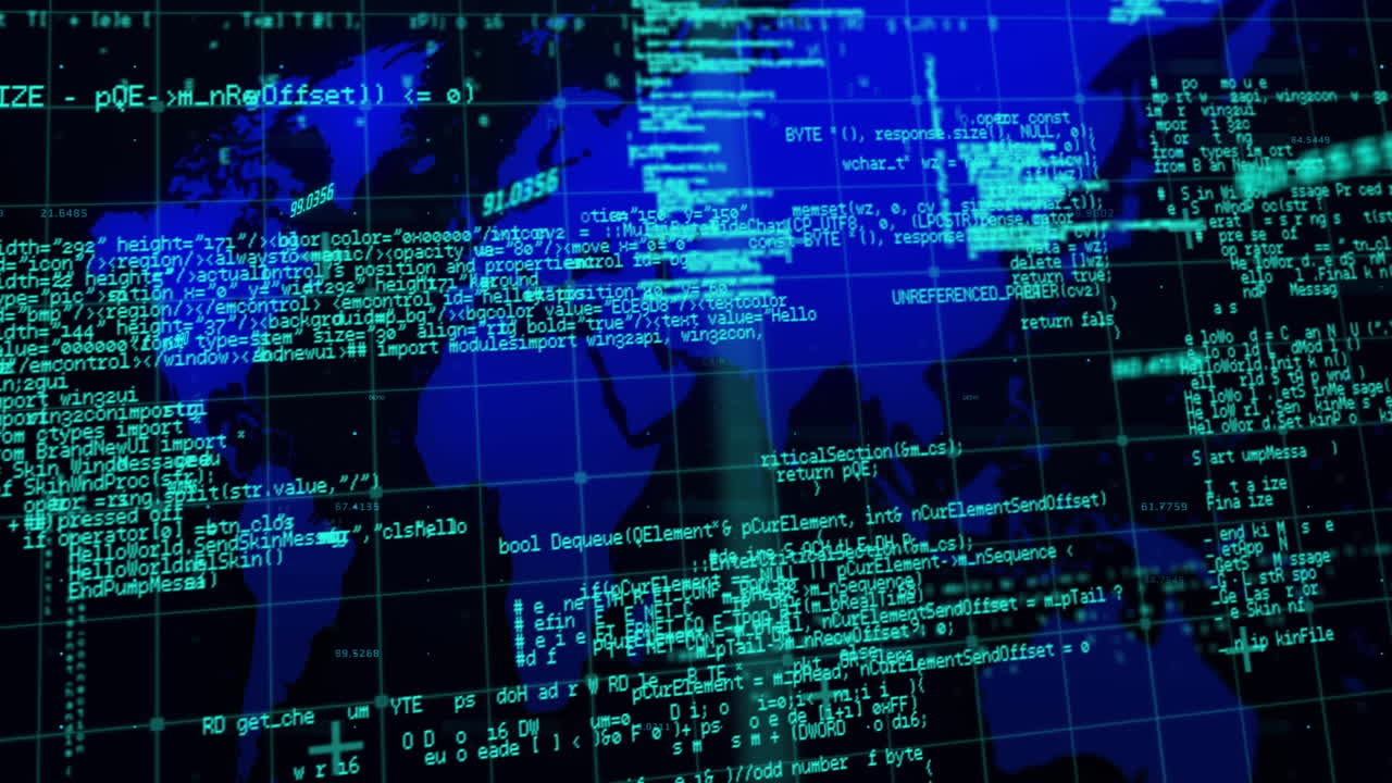 líneas de cuadrícula y procesamiento de datos contra el mapa del mundo