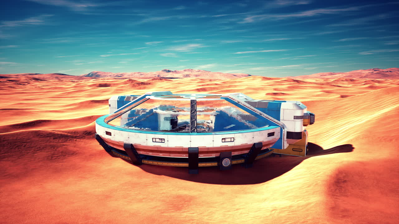 nave spaziale futuristica in un paesaggio desertico