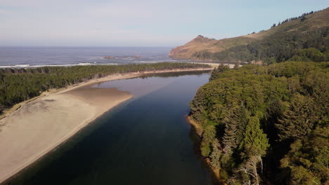 coastal oregon river meets the sea