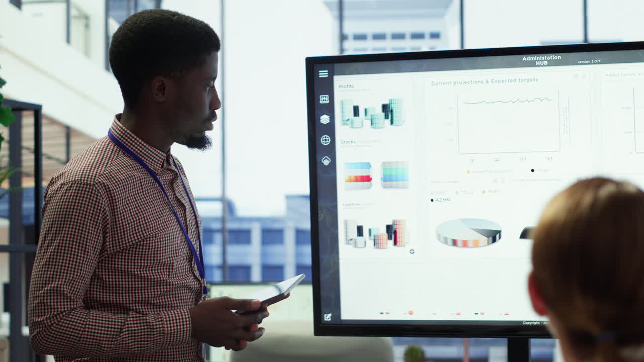 Team of company analysts reviews feedback on sales to work on improvements