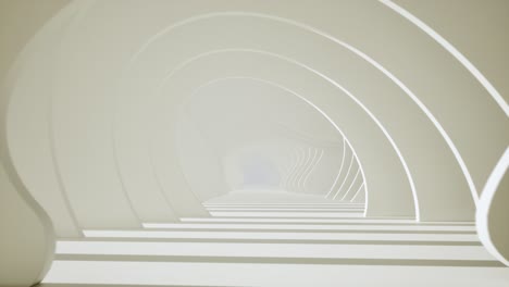 a white tunnel with curved walls. looped animation