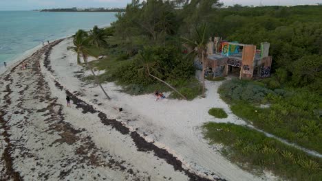 Tropical-Beach-of-Playa-del-Carmen-on-Coast-in-Mexico---Aerial