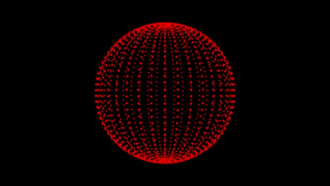loop rotate sphere animation cycle. red dots on black background