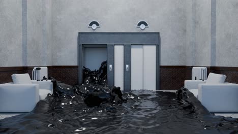simulación de inundación de la sala del ascensor