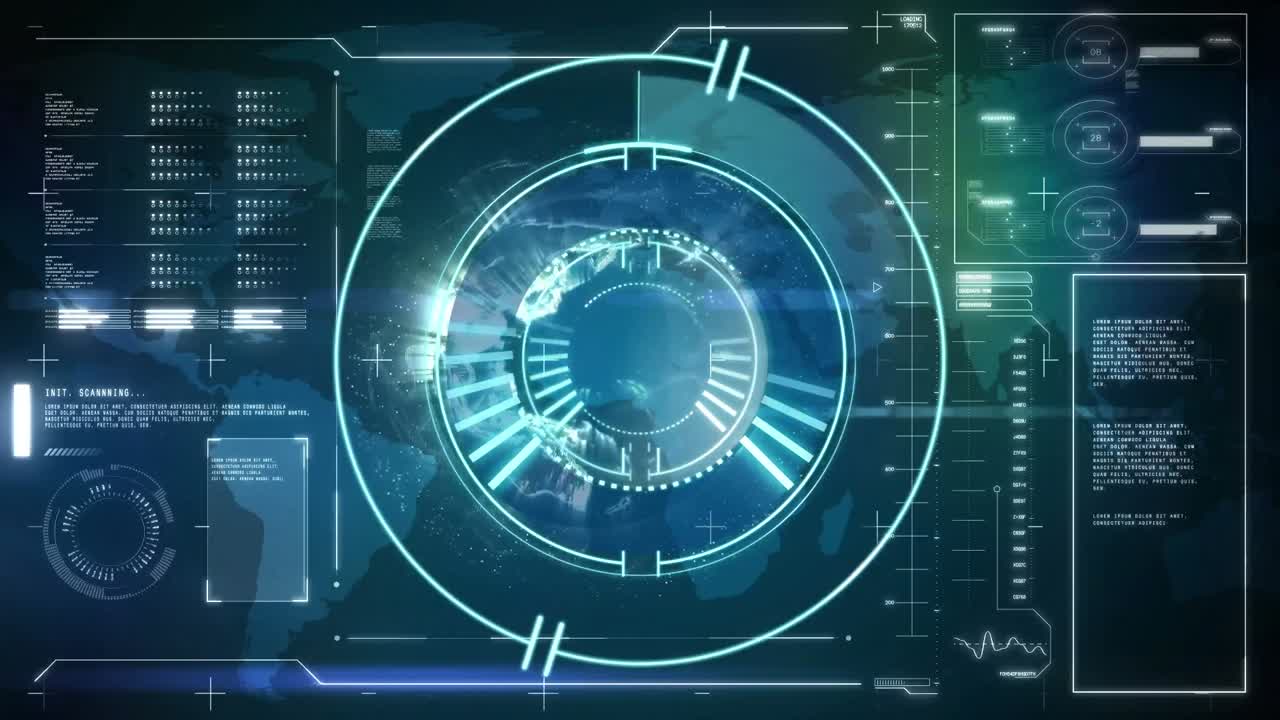 Animation of scope scanning and data processing over screen