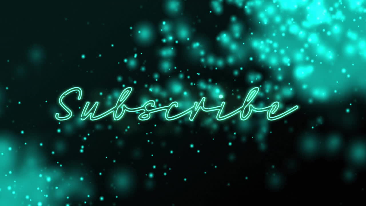 animación del texto de suscripción sobre luces brillantes sobre fondo negro