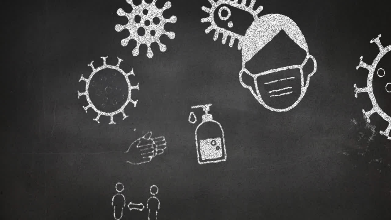 검은색 배경에 대한 코로나 바이러스 개념 아이콘