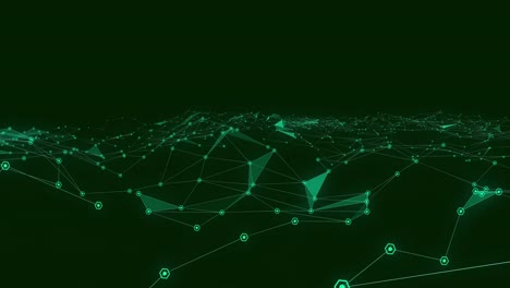 glowing green plexus networks moving against black background