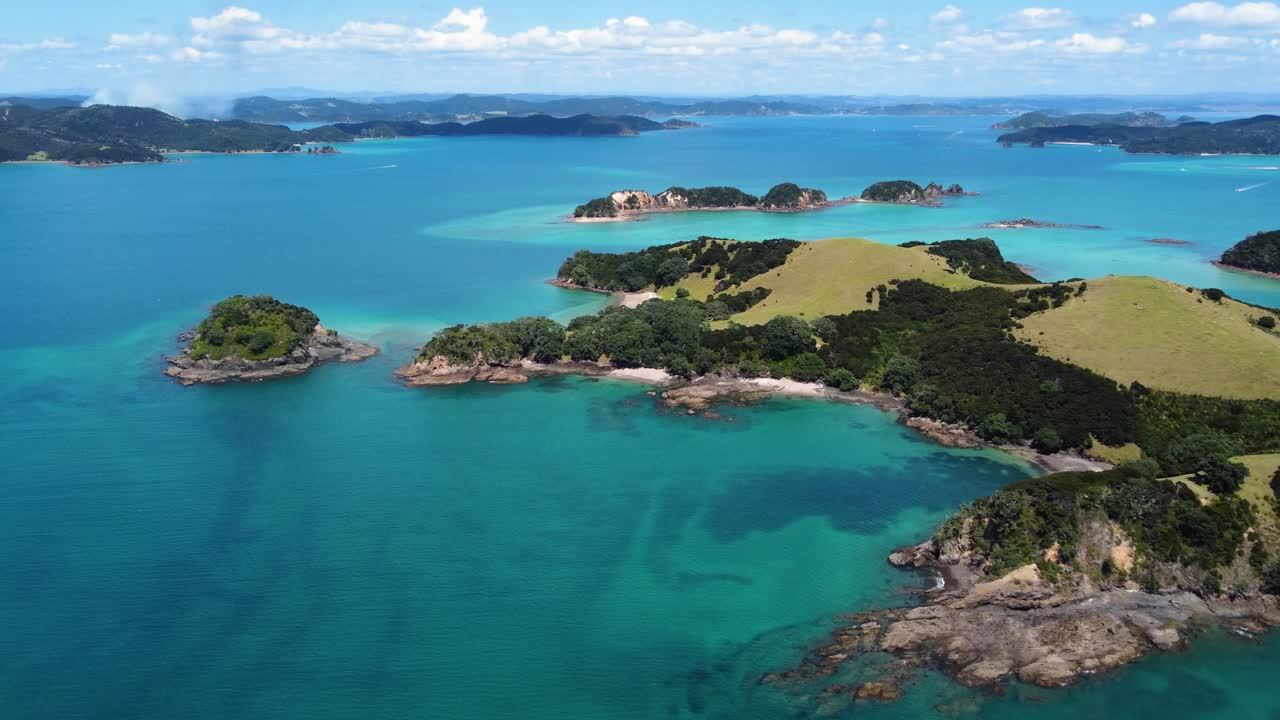 Aerial Shot of Bay of Islands in New Zealand