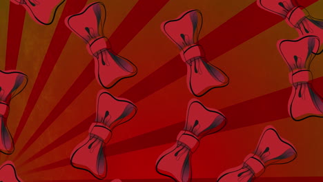 animation of bows on red background