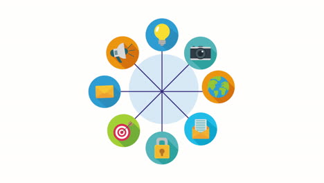 marketing de redes sociales conjunto de iconos animación