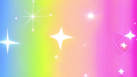 colorful gradient background with sparkling stars animation